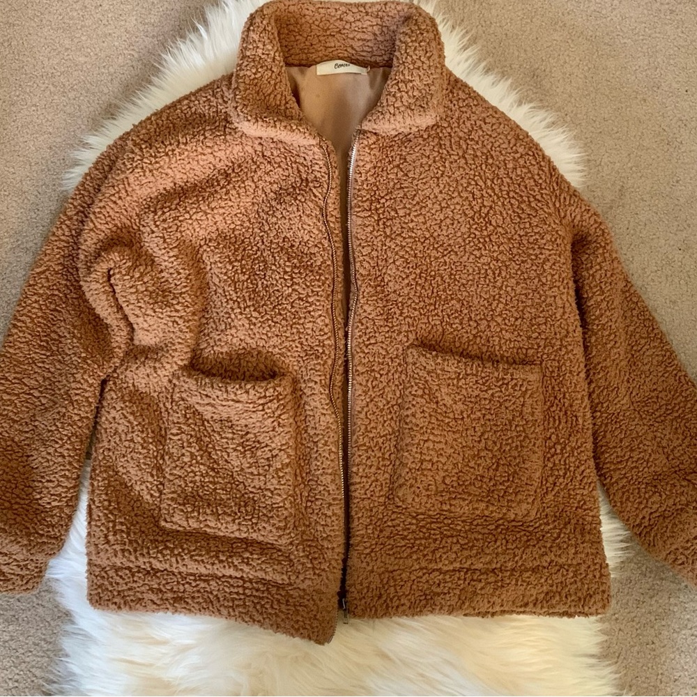 Teddy zip up jacket size medium